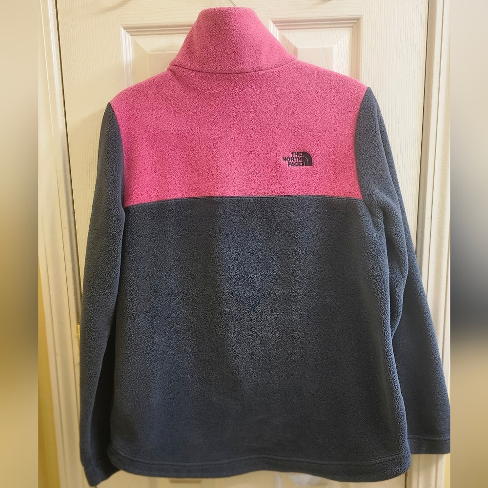 North Face Tolmiepeak 1/4 Zip Fleece Pullover Inkblue And Pink Women Size Large - Picture 4 of 4